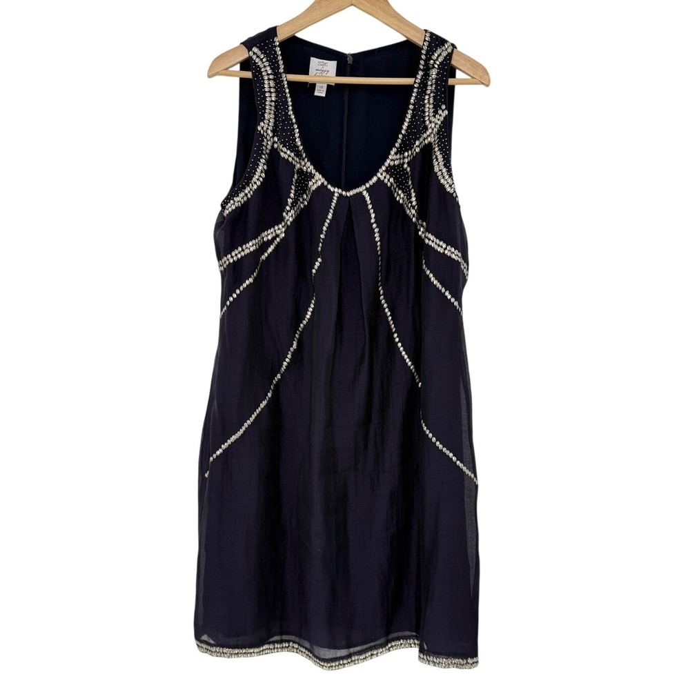 Suzi Chin Maggy Boutique Navy Blue Sequin Embellished V-Neck Cocktail Dress 14